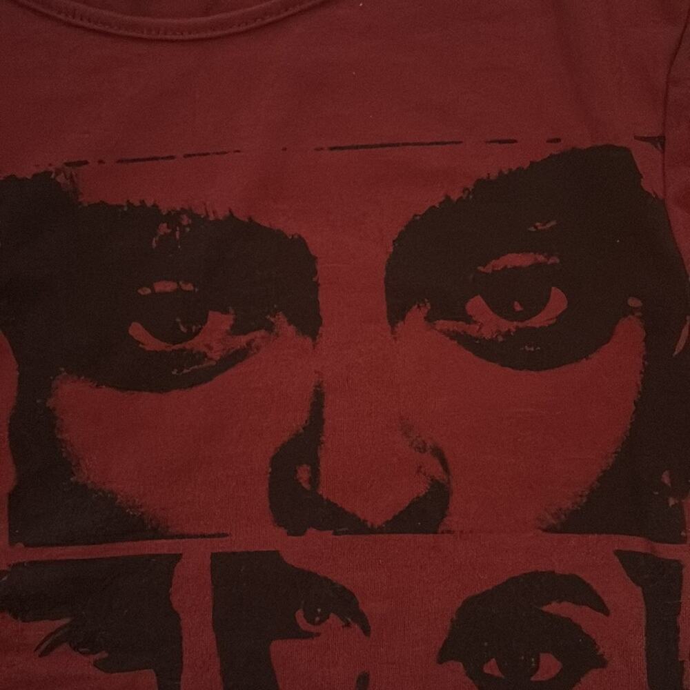SHEIN Maroon Icon 90’s Graphic Crop T-shirt M Artwork Self Portrait Festival